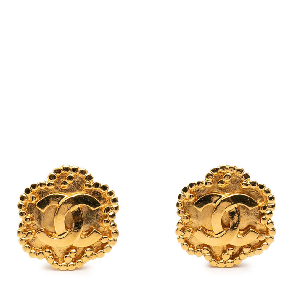 CHANEL Vintage Gold Logo Earrings